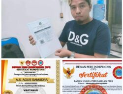 Sesuai UU Jurnalistik, Ketua DPI Berikan SKW dan SBU ke Dirut PT. MNS Grub Pers