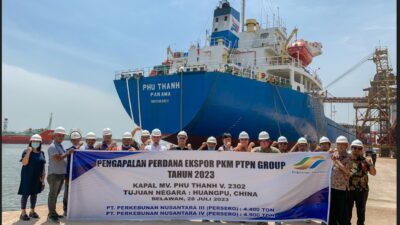 Holding Perkebunan Nusantara Lepas Ekspor Perdana Palm Kernel Expeller ke China Senilai Rp18,2 Miliar