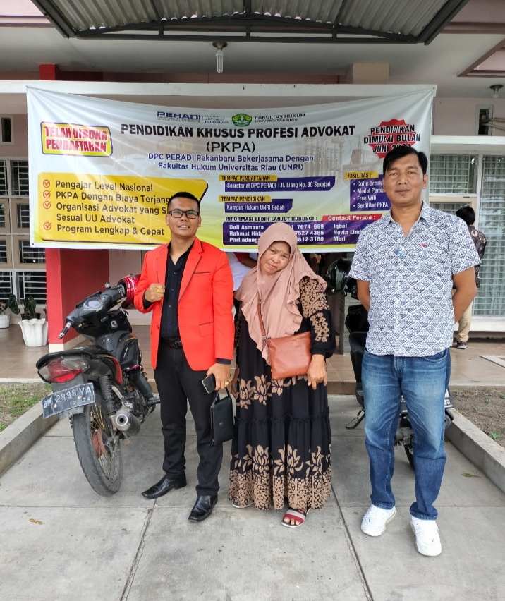Jetro Sibarani Dampingi Dahliani Disidang Kode Etik Advokat Peradi-SAI Pekanbaru