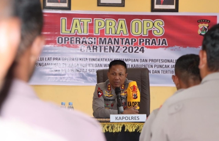 Jelang Pemilukada 2024, Polres Puncak Jaya Gelar Latihan Pra Operasi Mantap Praja Cartenz – 2024