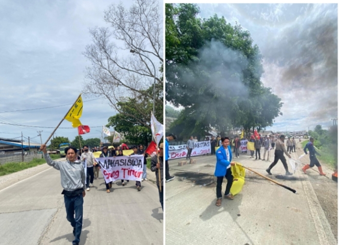 Tolak Aktivitas Galian C, Mahasiswa Bersama Masyarakat Kecamatan Jawilan Turun Ke Jalanan