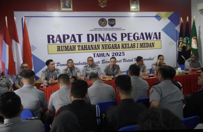 Usai Rapat Dinas, Pegawai Rutan I Medan Laksanakan Tes Urine Bersama